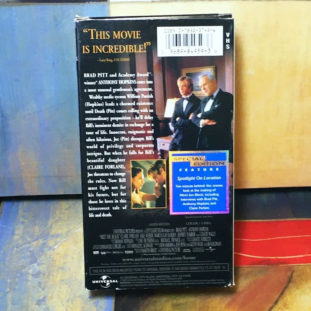 [VHS] MEET JOE BLACK - 90's BRAD PITT - ROMANCE MYSTERY - *USED* VIDEO TAPES